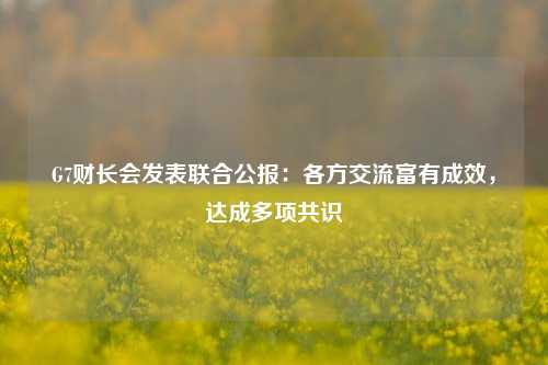 G7财长会发表联合公报：各方交流富有成效，达成多项共识  第1张