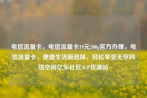 电信流量卡	，电信流量卡19元200g官方办理，电信流量卡，便捷生活新选择	，轻松享受无尽网络空间亿乐社区SUP货源站  第1张