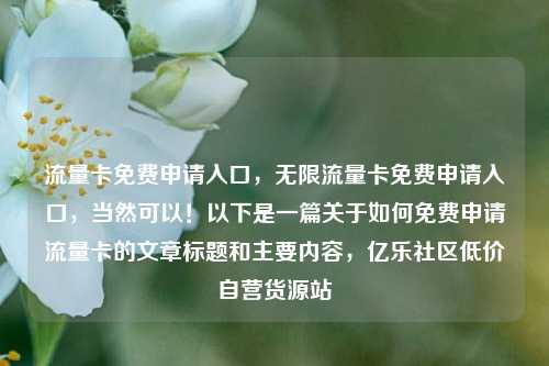 流量卡免费申请入口，无限流量卡免费申请入口，当然可以！以下是一篇关于如何免费申请流量卡的文章标题和主要内容	，亿乐社区低价自营货源站  第1张