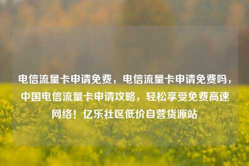 电信流量卡申请免费，电信流量卡申请免费吗	，中国电信流量卡申请攻略，轻松享受免费高速网络！亿乐社区低价自营货源站  第1张