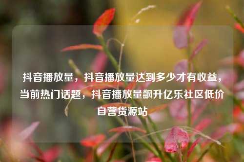 抖音播放量，抖音播放量达到多少才有收益	，当前热门话题，抖音播放量飙升亿乐社区低价自营货源站  第1张