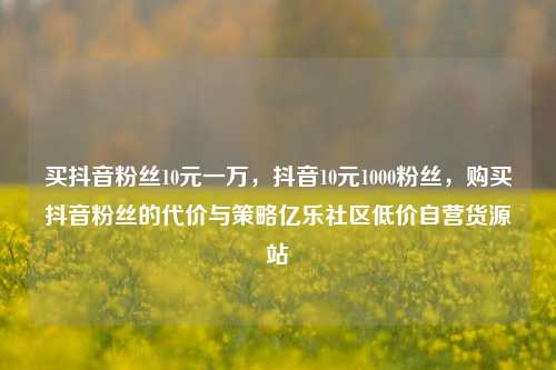 买抖音粉丝10元一万	，抖音10元1000粉丝，购买抖音粉丝的代价与策略亿乐社区低价自营货源站  第1张