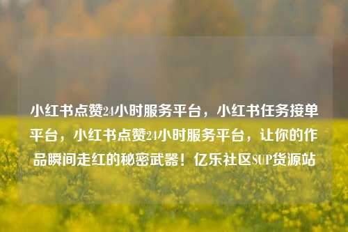 小红书点赞24小时服务平台	，小红书任务接单平台，小红书点赞24小时服务平台，让你的作品瞬间走红的秘密武器！亿乐社区SUP货源站  第1张