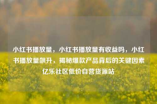 小红书播放量，小红书播放量有收益吗，小红书播放量飙升	，揭秘爆款产品背后的关键因素亿乐社区低价自营货源站  第1张