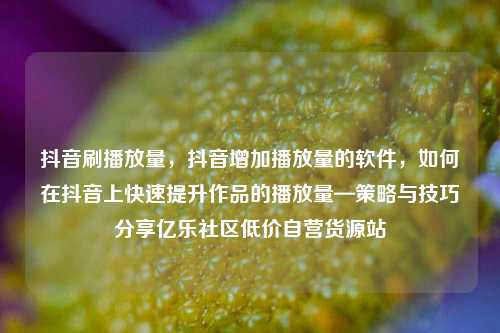 抖音刷播放量，抖音增加播放量的软件	，如何在抖音上快速提升作品的播放量—策略与技巧分享亿乐社区低价自营货源站  第1张