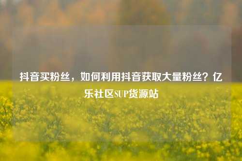 抖音买粉丝	，如何利用抖音获取大量粉丝？亿乐社区SUP货源站  第1张