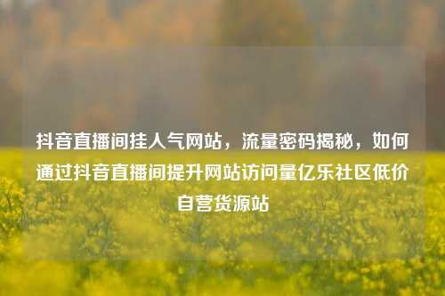 抖音直播间挂人气网站	，流量密码揭秘，如何通过抖音直播间提升网站访问量亿乐社区低价自营货源站  第1张