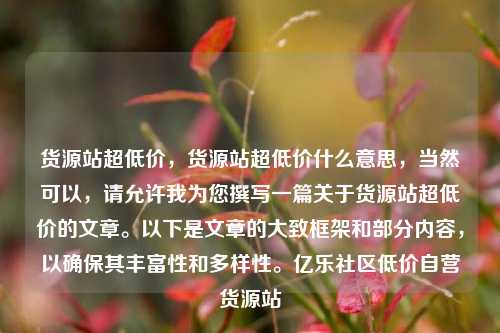 货源站超低价，货源站超低价什么意思，当然可以	，请允许我为您撰写一篇关于货源站超低价的文章。以下是文章的大致框架和部分内容，以确保其丰富性和多样性	。亿乐社区低价自营货源站  第1张