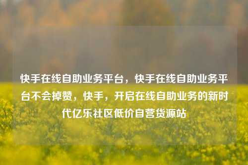 快手在线自助业务平台，快手在线自助业务平台不会掉赞，快手	，开启在线自助业务的新时代亿乐社区低价自营货源站  第1张