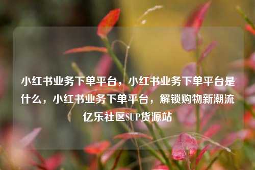 小红书业务下单平台，小红书业务下单平台是什么	，小红书业务下单平台，解锁购物新潮流亿乐社区SUP货源站  第1张