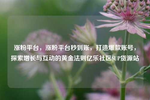 涨粉平台，涨粉平台秒到账	，打造爆款账号，探索增长与互动的黄金法则亿乐社区SUP货源站  第1张