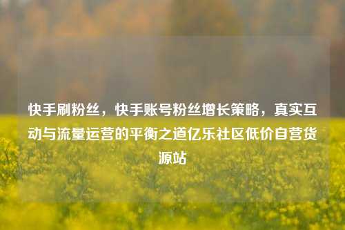 快手刷粉丝，快手账号粉丝增长策略，真实互动与流量运营的平衡之道亿乐社区低价自营货源站  第1张